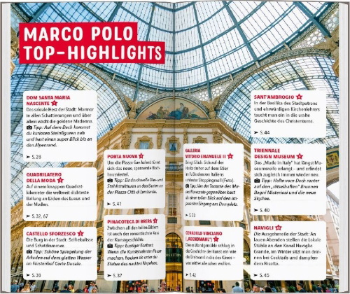 Buchcover und Innenansicht für das Buch: MARCO POLO Reiseführer Mailand, Lombardei