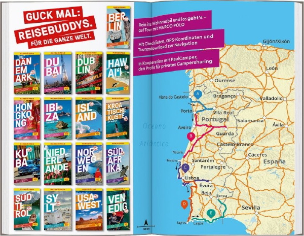 Buchcover und Innenansicht für das Buch: MARCO POLO Camper Guide Portugal