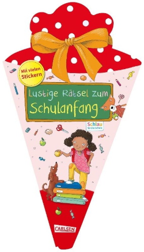Buchcover und Innenansicht für das Buch: Schlau für die Schule: Lustige Rätsel zum Schulanfang (Schultüte rot)