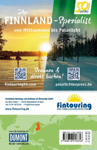 Buchcover und Innenansicht für das Buch: DUMONT Reise-Handbuch Reiseführer Finnland