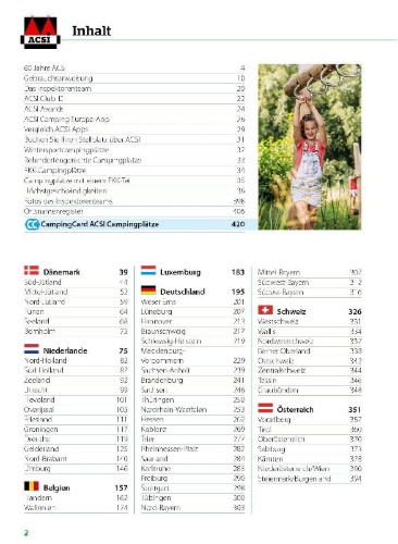 Buchcover und Innenansicht für das Buch: ACSI Campingführer Deutschland 2026