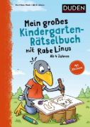 Buchcover und Innenansicht für das Buch: Mein großes Kindergarten-Rätselbuch mit Rabe Linus - ab 4 Jahren