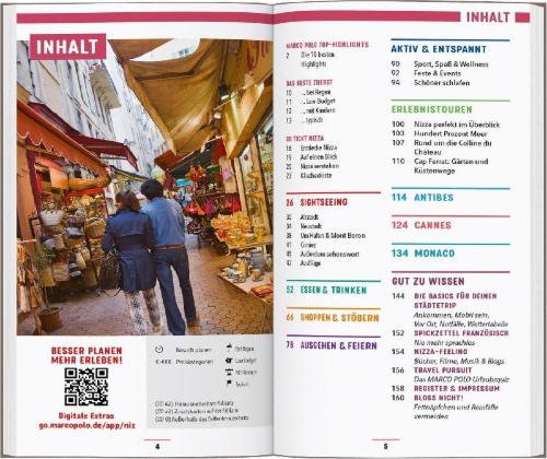 Buchcover und Innenansicht für das Buch: MARCO POLO Reiseführer Nizza, Antibes, Cannes, Monaco