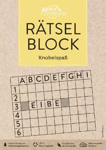 Buchcover und Innenansicht für das Buch: Rätselblock Knobelspaß. Block mit über 130 kniffligen Rätseln in Farbe