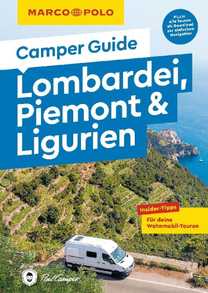 Buchcover und Innenansicht für das Buch: MARCO POLO Camper Guide Lombardei, Piemont & Ligurien