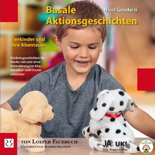 Buchcover und Innenansicht für das Buch: Basale Aktionsgeschichten - Tierkinder und ihre Abenteuer