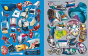 Buchcover und Innenansicht für das Buch: Der große Stickerspaß: Space Warriors