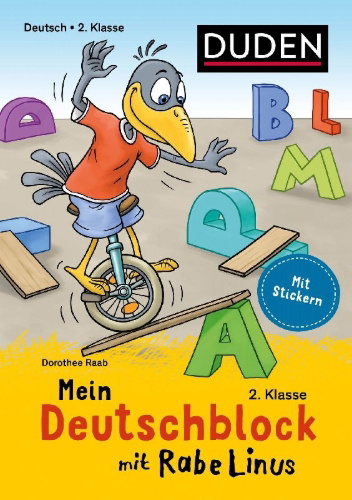 Buchcover und Innenansicht für das Buch: Mein Deutschblock mit Rabe Linus - 2. Klasse