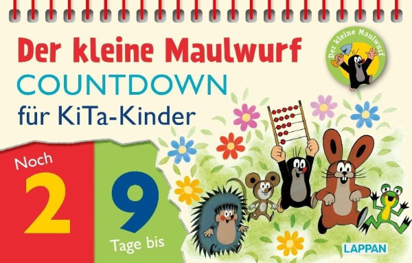 Buchcover und Innenansicht für das Buch: Der kleine Maulwurf Countdown für die Kita