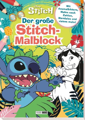 Buchcover und Innenansicht für das Buch: Disney Stitch: Der große Stitch-Malblock