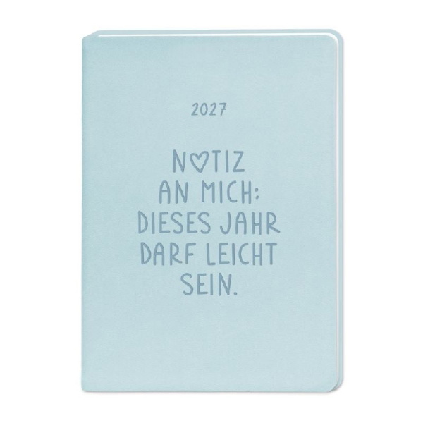Buchcover und Innenansicht für das Buch: Terminplaner Lederlook 2027 Hellblau