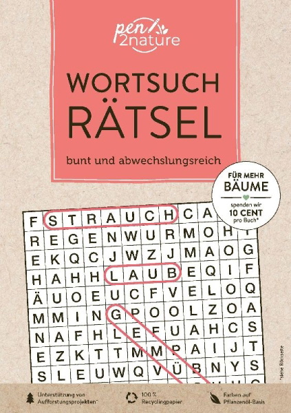 Buchcover und Innenansicht für das Buch: Wortsuchrätsel . bunt und abwechslungsreich
