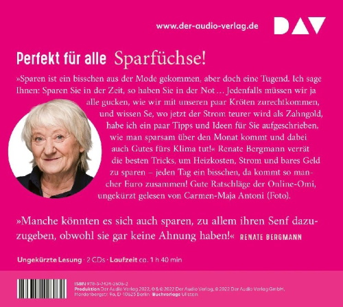 Buchcover und Innenansicht für das Buch: Dann lassen wir eben die Heizdecke weg! Sparen mit der Online-Omi