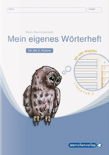 Buchcover und Innenansicht für das Buch: Mein eigenes Wörterheft - Lineatur 2 mit seitlichem ABC-Register
