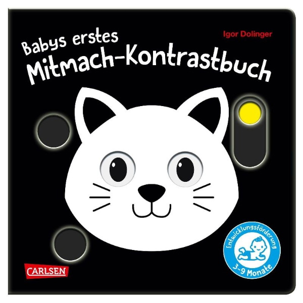 Buchcover und Innenansicht für das Buch: Babys erstes Mitmach-Kontrastbuch