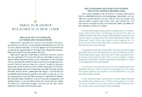 Buchcover und Innenansicht für das Buch: Dein Advent - 24 Glücksmomente nur für dich