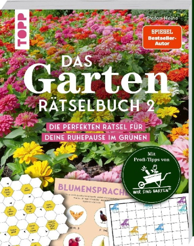 Buchcover und Innenansicht für das Buch: Das Garten-Rätselbuch 2 - Mit Profi-Tipps von "Wir sind Garten"