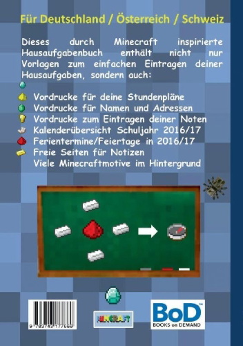 Buchcover und Innenansicht für das Buch: Funcraft - Das inoffizielle Hausaufgabenbuch für Minecraft Fans