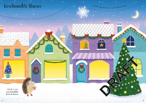 Buchcover und Innenansicht für das Buch: Meine glitzernde Stickerwelt: Bald ist Weihnachten