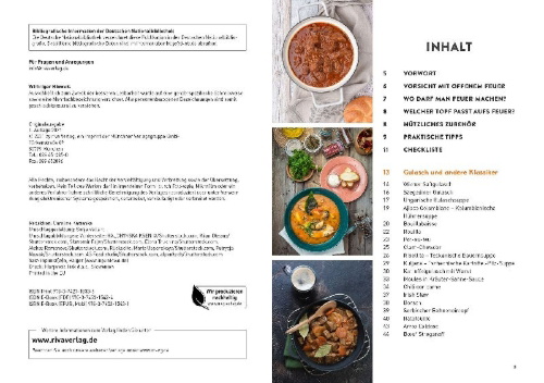 Buchcover und Innenansicht für das Buch: Kochen mit dem Kessel