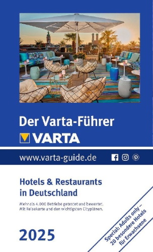 Buchcover und Innenansicht für das Buch: Der Varta-Führer 2025 Hotels & Restaurants in Deutschland