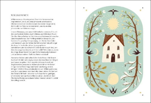 Buchcover und Innenansicht für das Buch: The Happiness Year: How to Find Joy in Every Season
