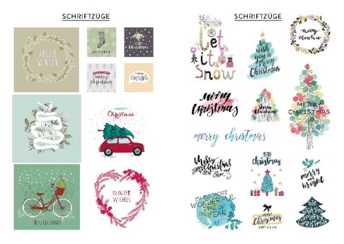 Buchcover und Innenansicht für das Buch: Bullet Journal - Stickerbuch Merry Christmas: 700 weihnachtliche Schmuckelemente