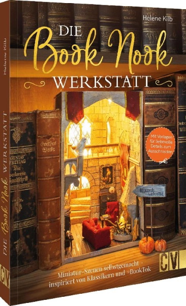 Buchcover und Innenansicht für das Buch: Die Book Nook Werkstatt