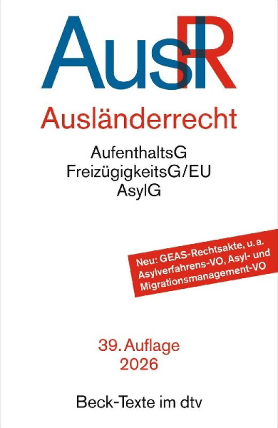 Buchcover und Innenansicht für das Buch: Ausländerrecht. AuslR