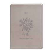 Buchcover und Innenansicht für das Buch: Terminplaner Lederlook 2027 Taupe