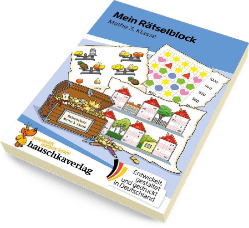Buchcover und Innenansicht für das Buch: Mein Rätselblock Mathe 3. Klasse