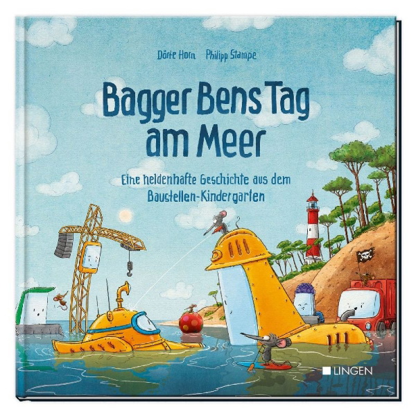 Buchcover und Innenansicht für das Buch: Bagger Bens Tag am Meer
