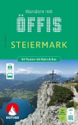 Buchcover und Innenansicht für das Buch: ROTHER Wanderbuch Wandern mit Öffis - Steiermark. 60 Touren mit Bahn & Bus