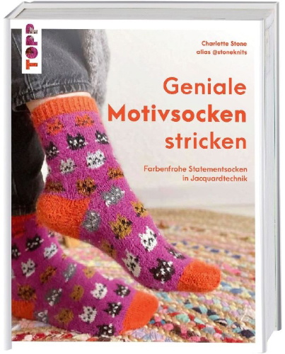 Buchcover und Innenansicht für das Buch: Joyful Colorwork Socks