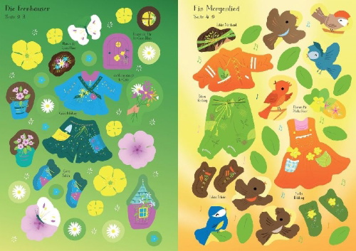 Buchcover und Innenansicht für das Buch: Mein erstes Anziehpuppen-Stickerbuch: Gaia, die kleine Gartenfee