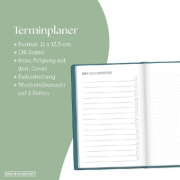 Buchcover und Innenansicht für das Buch: Terminplaner Lederlook 2027 Schwarz