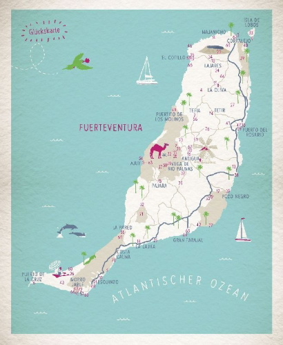Buchcover und Innenansicht für das Buch: Glücksorte auf Fuerteventura
