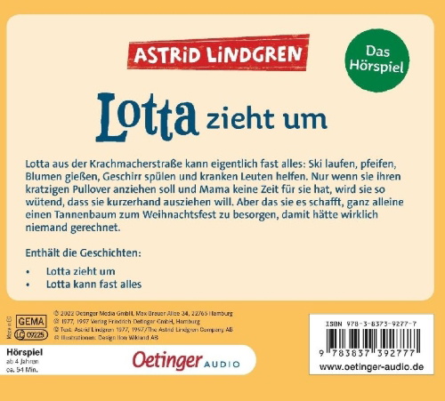 Buchcover und Innenansicht für das Buch: Lotta flyttar hemifrån