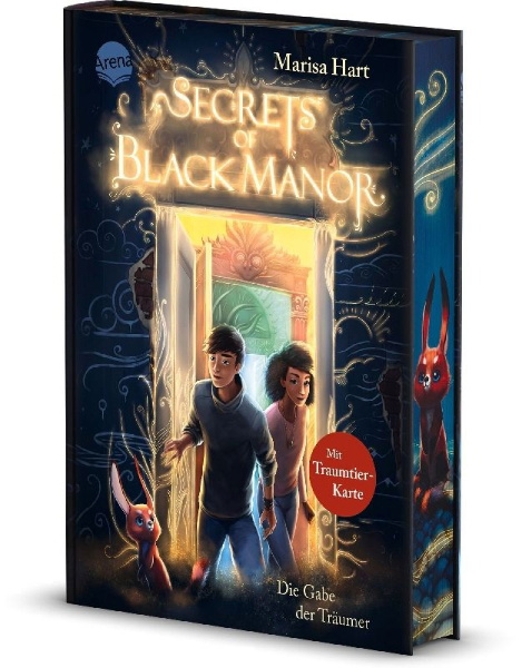 Buchcover und Innenansicht für das Buch: Secrets of Black Manor (1). Die Gabe der Träumer