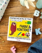 Buchcover und Innenansicht für das Buch: BiBiBiber hat da mal 'ne Frage. Warum können Babys nix? Farbe & Kontrast
