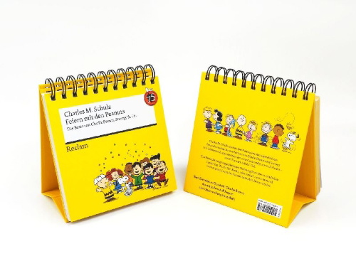 Buchcover und Innenansicht für das Buch: Feiern mit den Peanuts. Das Beste von Charlie Brown, Snoopy & Co.