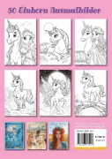 Buchcover und Innenansicht für das Buch: Einhorn Malbuch für Mädchen ab 6 Jahren