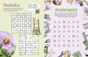 Buchcover und Innenansicht für das Buch: Das Garten-Rätselbuch - Mit Profi-Tipps von "mein schöner Garten" für das ganze Jahr