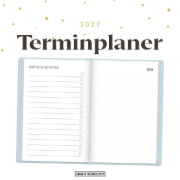 Buchcover und Innenansicht für das Buch: Terminplaner Lederlook 2027 Hellblau