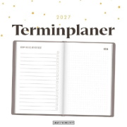 Buchcover und Innenansicht für das Buch: Terminplaner Lederlook 2027 Taupe