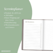 Buchcover und Innenansicht für das Buch: Terminplaner Lederlook 2027 Taupe