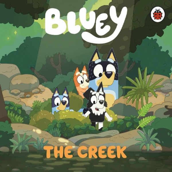 Buchcover und Innenansicht für das Buch: Bluey: The Creek