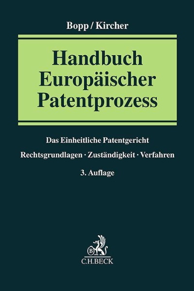 Buchcover und Innenansicht für das Buch: Handbuch Europäischer Patentprozess