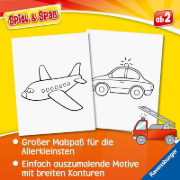 Buchcover und Innenansicht für das Buch: Spiel & Spaß - Mein allererster Malblock: Fahrzeuge