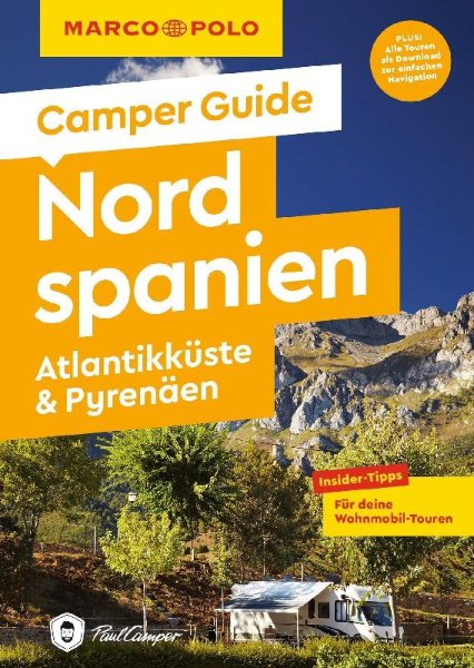 Buchcover und Innenansicht für das Buch: MARCO POLO Camper Guide Nordspanien: Atlantikküste & Pyrenäen